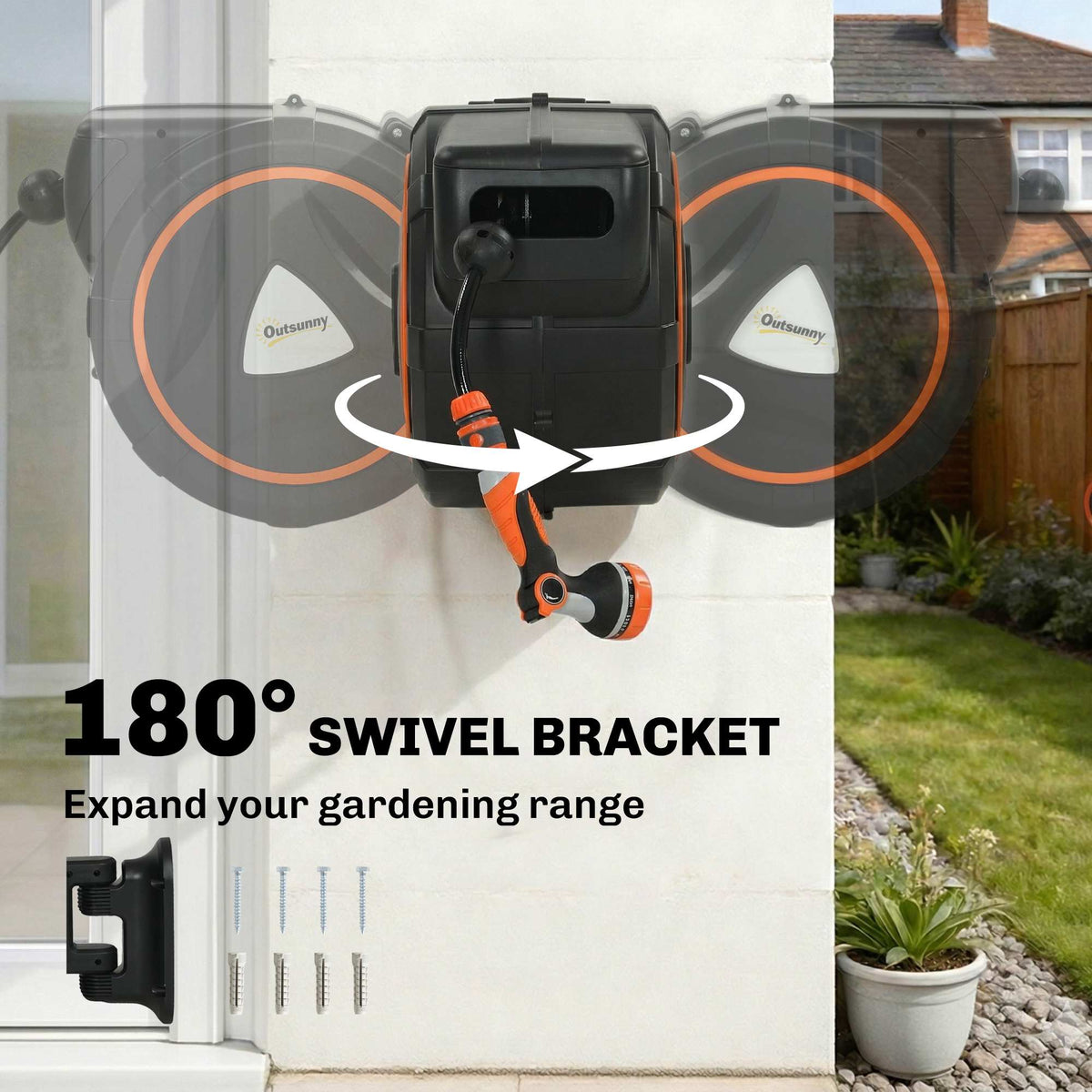 Retractable Wall-Mounted Garden Hose Reel 100ft