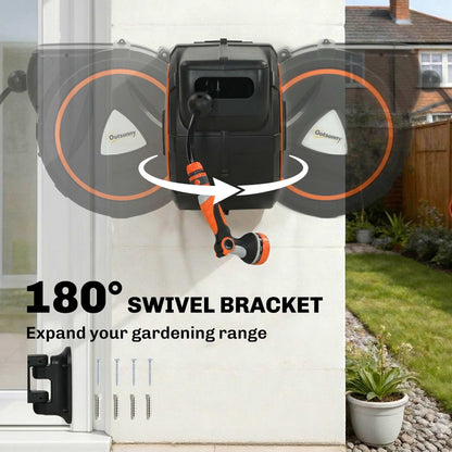 Retractable Wall-Mounted Garden Hose Reel 100ft