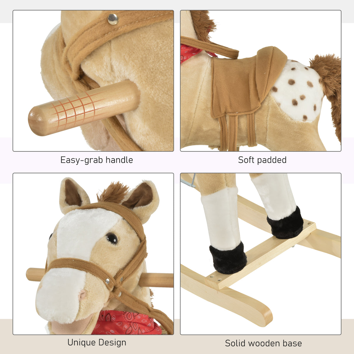 Kids plush ride-on rocking horse toy with sounds