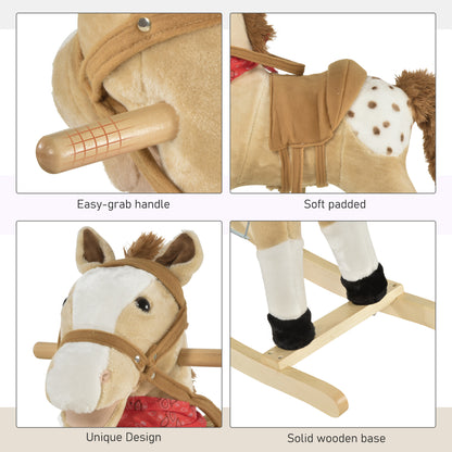 Kids plush ride-on rocking horse toy with sounds