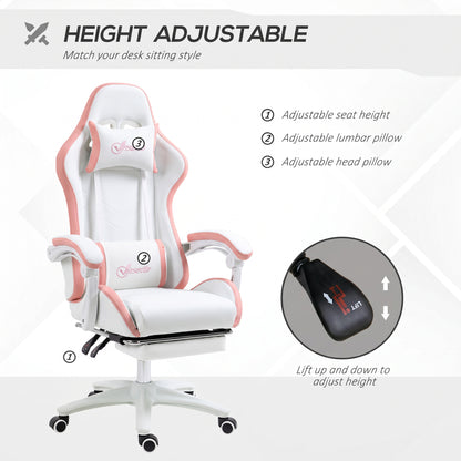 Ergonomic gaming chair in faux leather with footrest