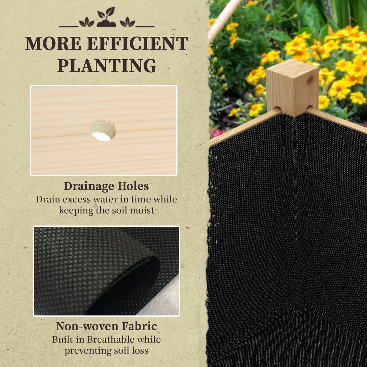 Wooden Raised Garden Planter Box with Drainage Holes