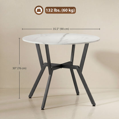 Round Dining Table 35" White Marble