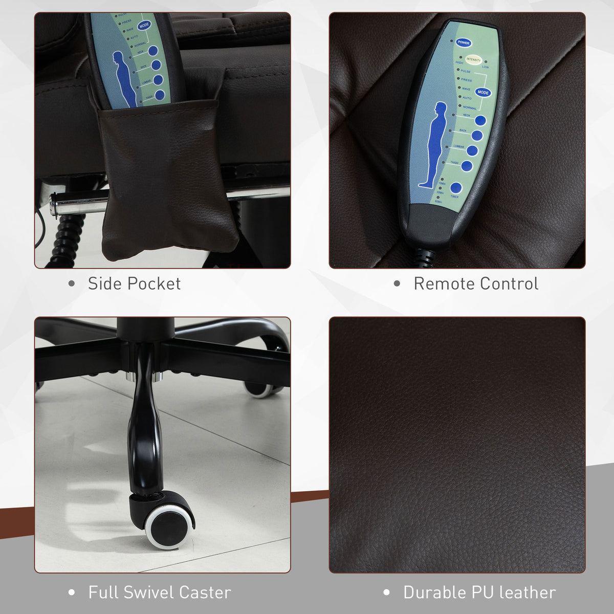 Silla de oficina de masaje reclinable con reposapiés