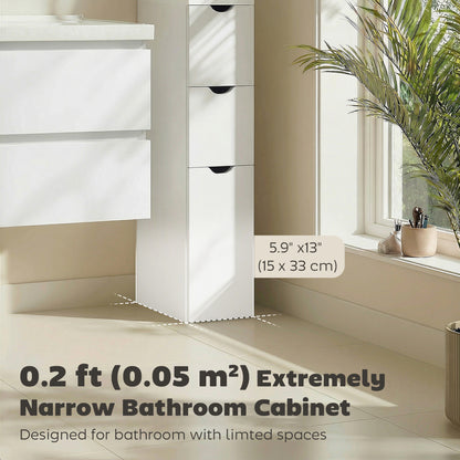 Tall Narrow Bathroom Storage Cabinet — white