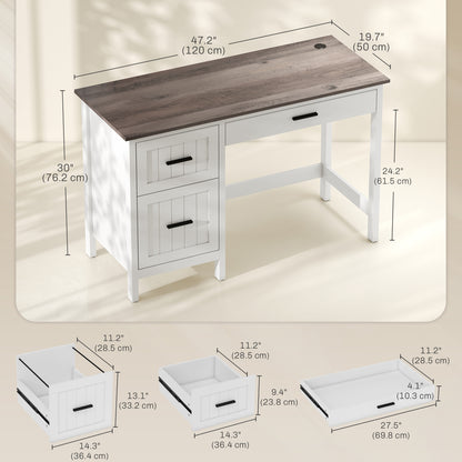 Farmhouse Computer Desk with 3 Drawers