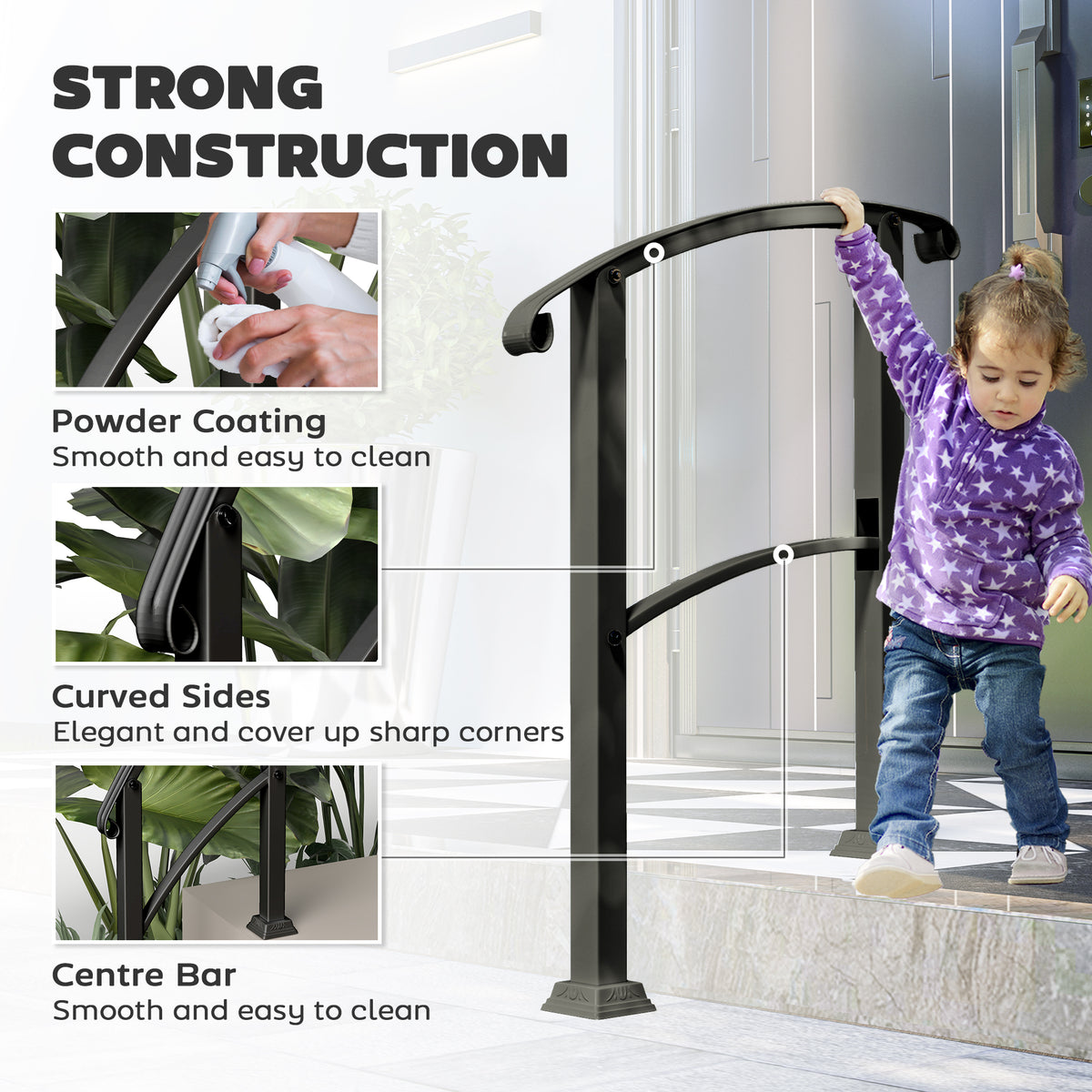 Rampa de escalera ajustable de 1 a 3 peldaños de acero