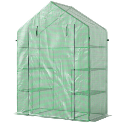 Walk-in Garden Greenhouse 4 Shelves Roll-Up Door