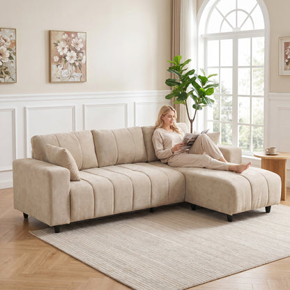 Reversible L-Shaped Sectional Sofa 4-Seater Linen