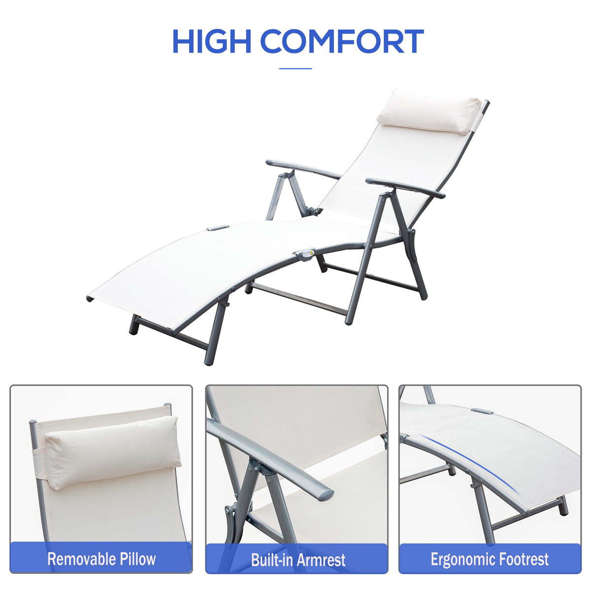 Tumbona plegable ajustable de acero — 7 posiciones