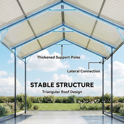 Metal Carport 10 x 15 ft Reinforced Steel Frame
