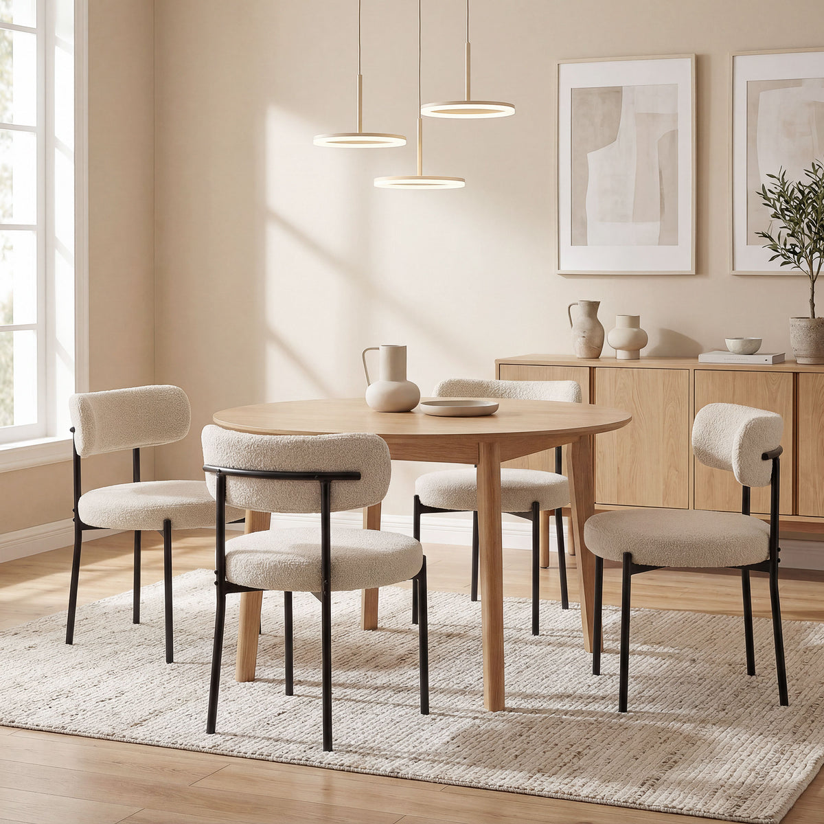 Juego de 4 sillas de comedor modernas acolchadas