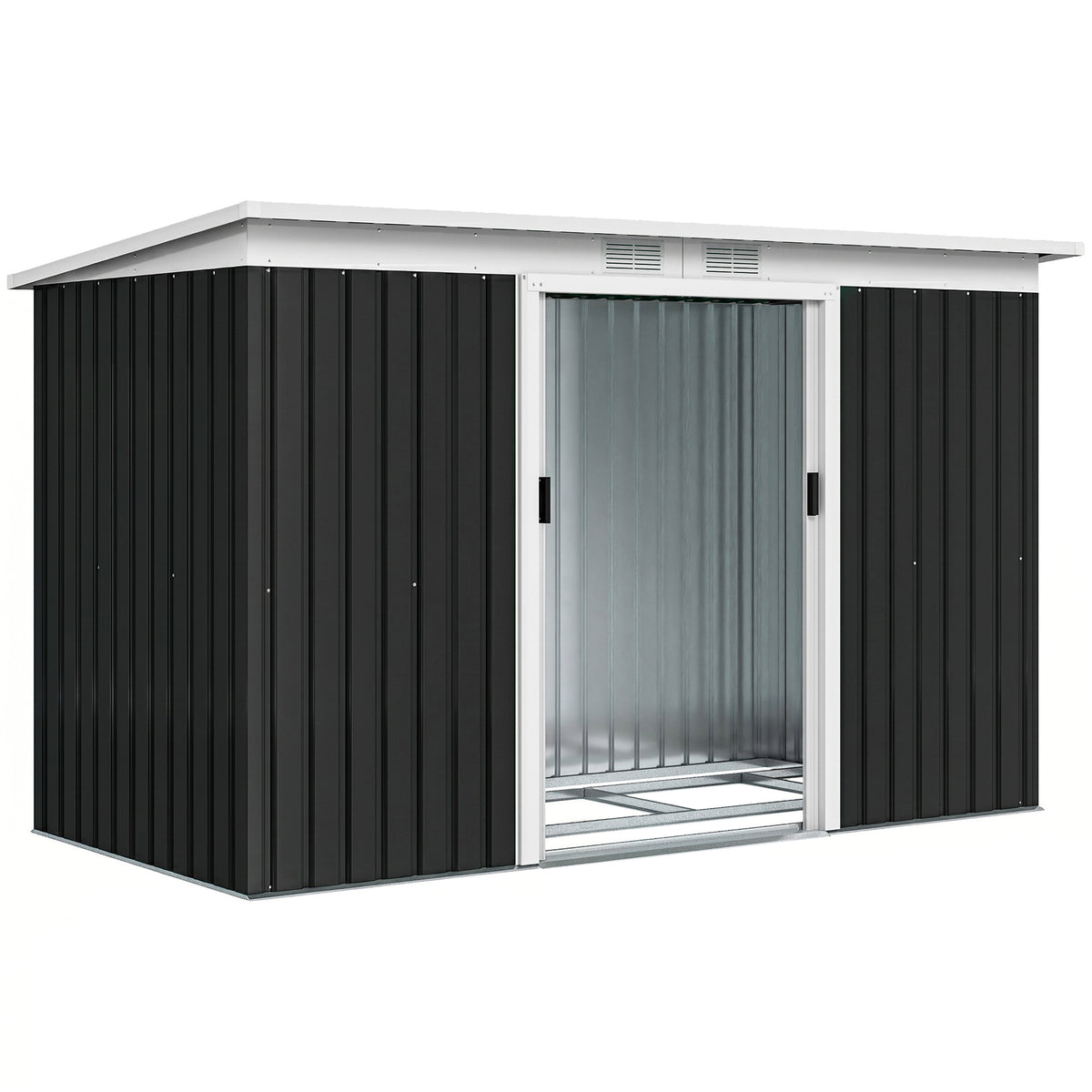 Galvanized Steel Garden Shed with Double Sliding Doors