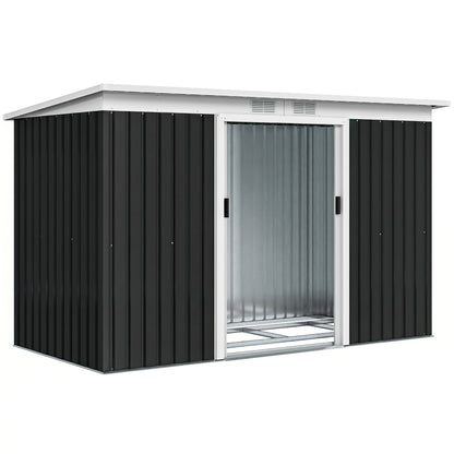 Galvanized Steel Garden Shed with Double Sliding Doors