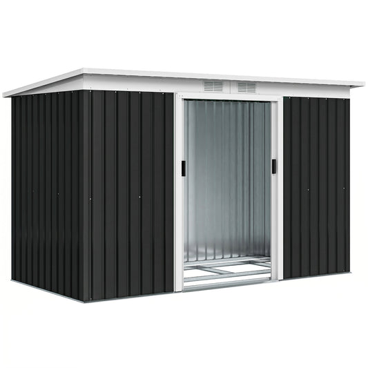 Galvanized Steel Garden Shed with Double Sliding Doors