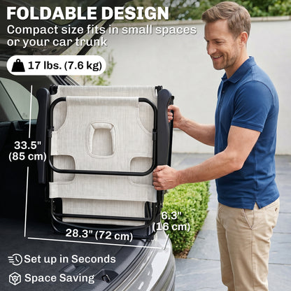 Folding lounge chair with reclining backrest