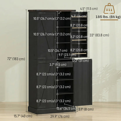 Farmhouse Kitchen Pantry Cabinet 72 in