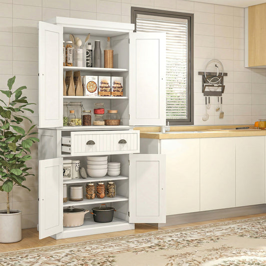 Freestanding Kitchen Pantry Cabinet 6-Tier with Drawer