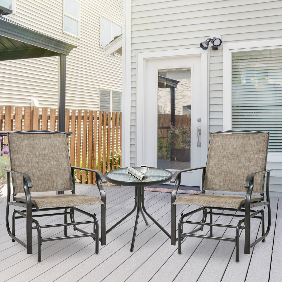 2-Piece Outdoor Glider Chairs Set — Grey