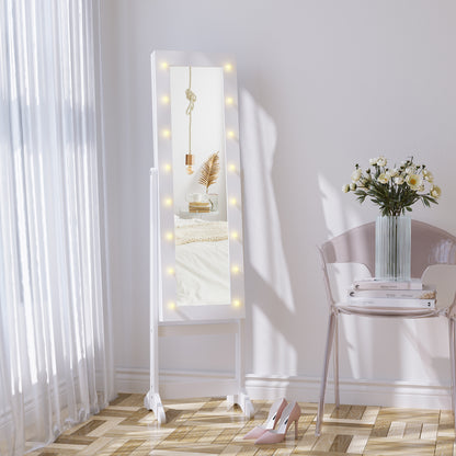 Alcancía de joyas sobre pie con espejo iluminado y LED