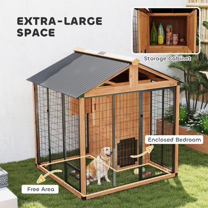 Caseta para perros de 218 cm con diseño walk-in — Amarillo
