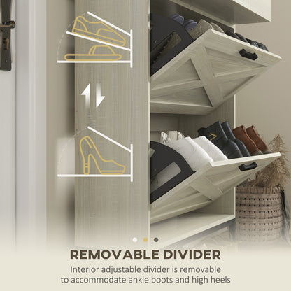 Slim shoe storage cabinet with 2 flip drawers