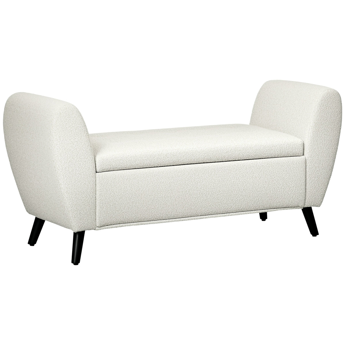 Modern Upholstered Storage Bench with Arms
