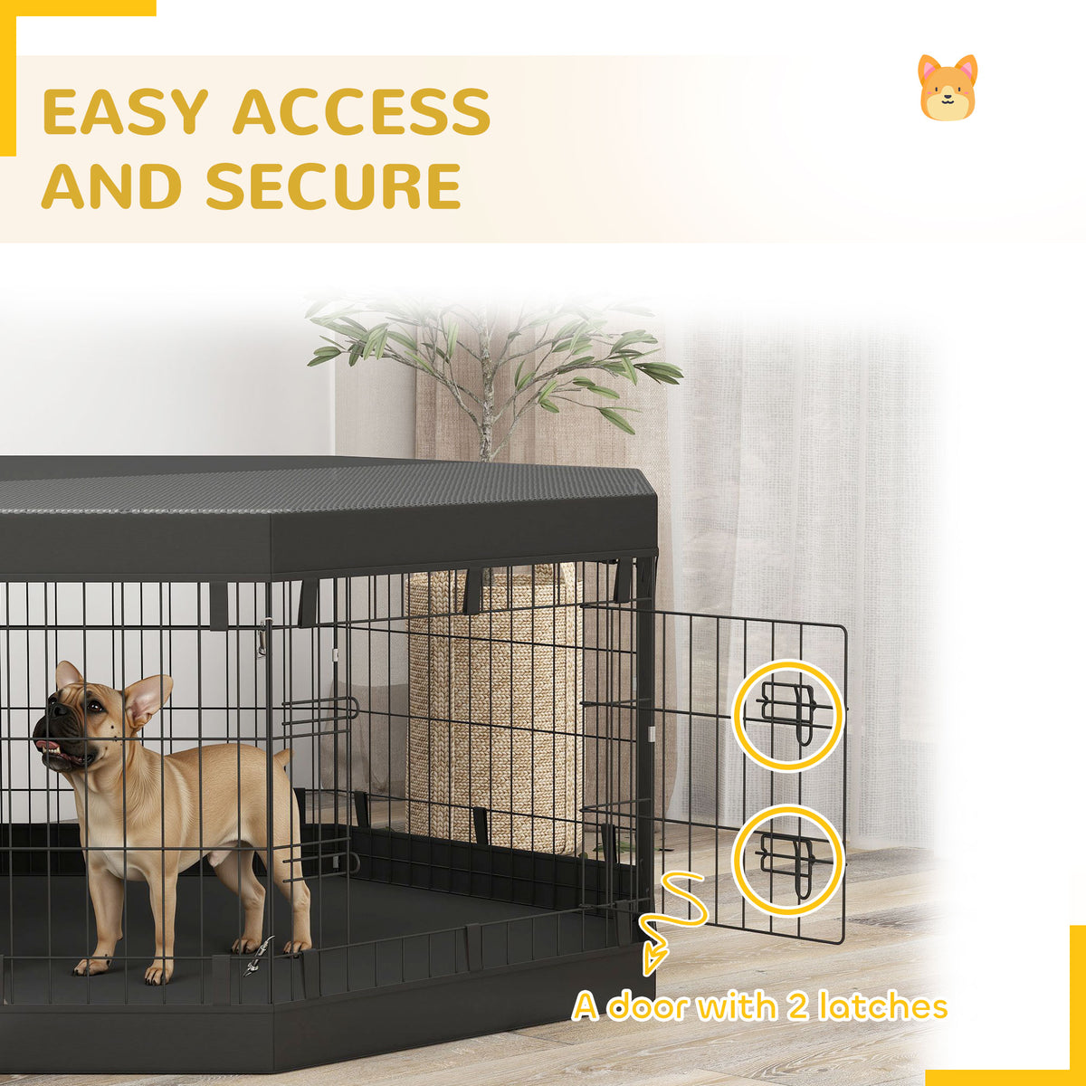 Parque plegable para perros de 8 paneles con techo