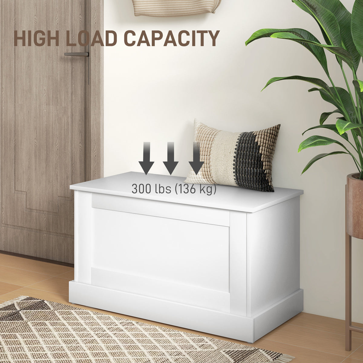 Multifunctional Storage Bench with Safety Hinge