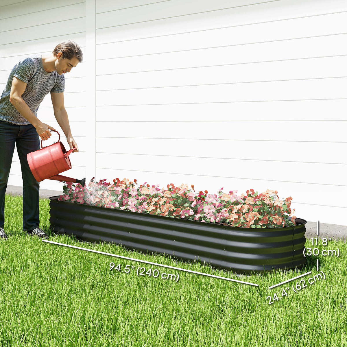 Raised Garden Bed Galvanized Steel 150 x 60 x 30 cm