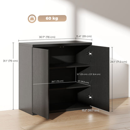 Sideboard Buffet Cabinet Fluted Push-to-Open Doors