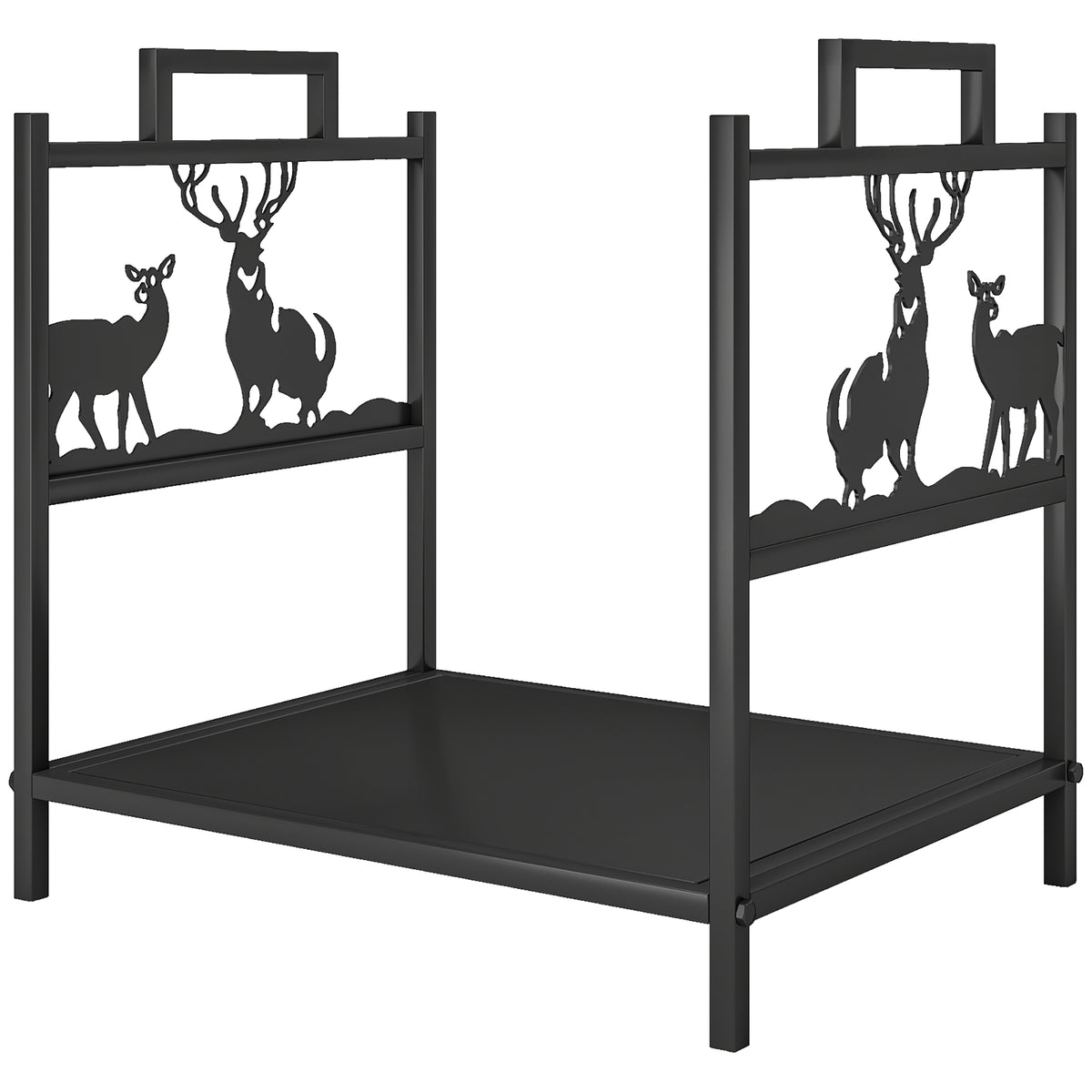Heavy duty log stand with handles — reindeer design
