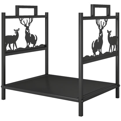 Heavy duty log stand with handles — reindeer design