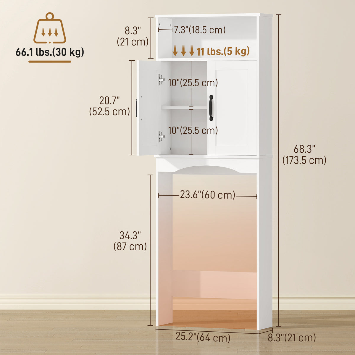 Over-the-toilet freestanding storage shelf bathroom organizer