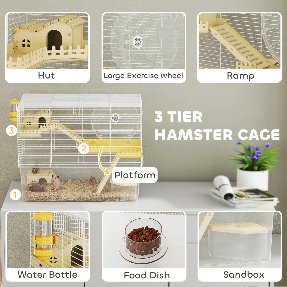 Multi-tier hamster cage