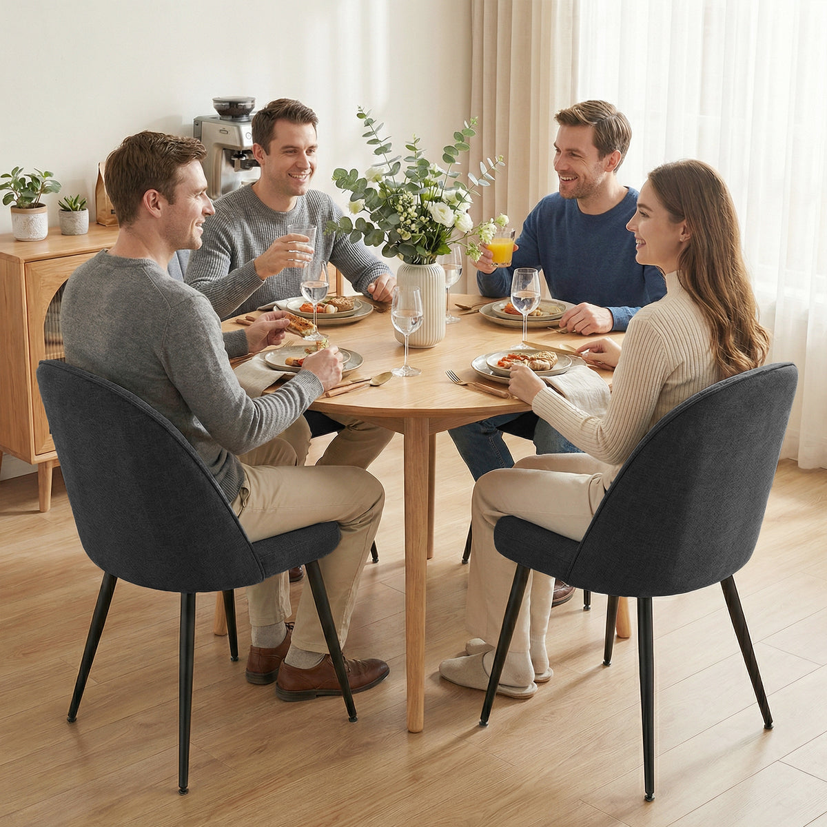 Set of 4 Modern Velvet Dining Chairs