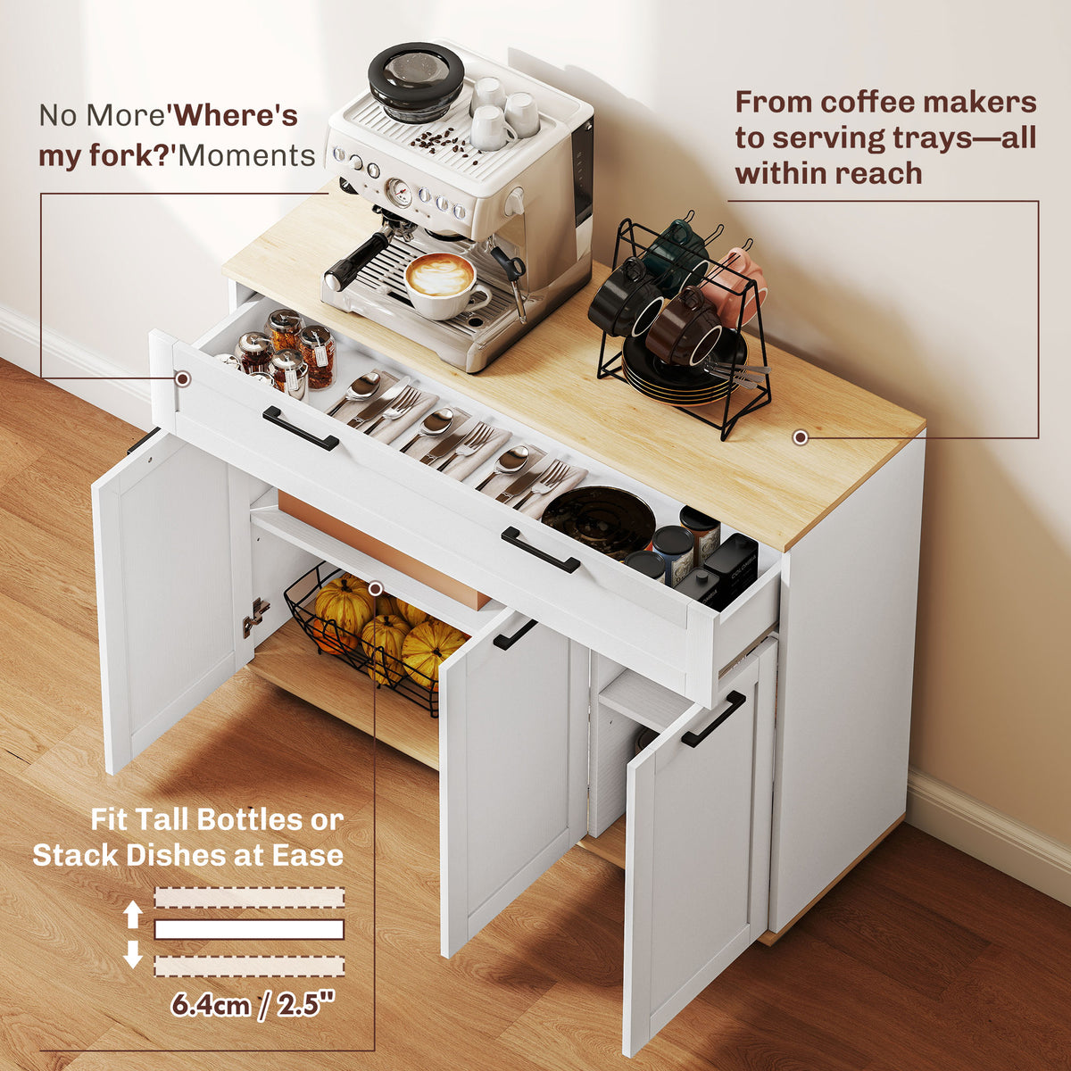 Aparador de cocina moderno con cajón