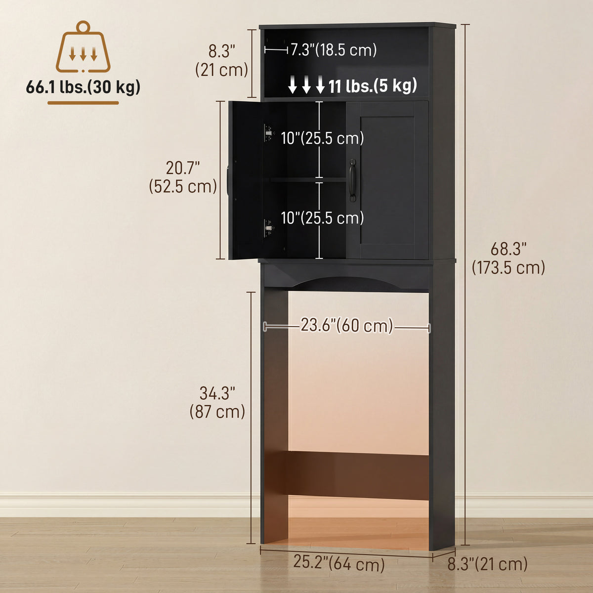 Over-the-toilet freestanding storage shelf bathroom organizer