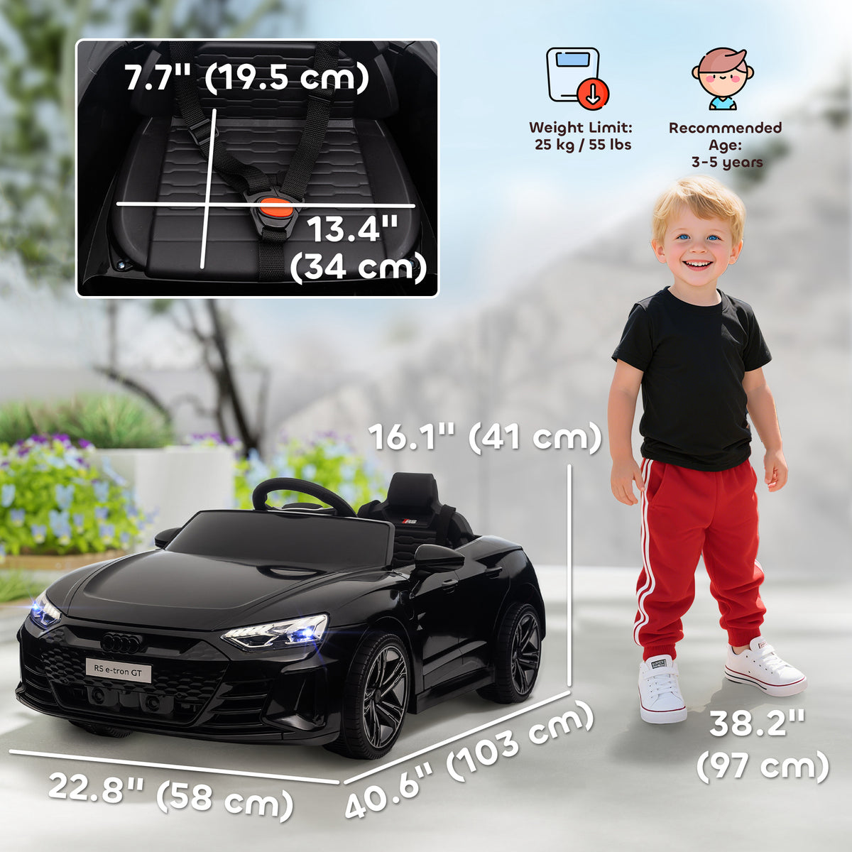 Coche eléctrico para niños de 12 V con mando a distancia