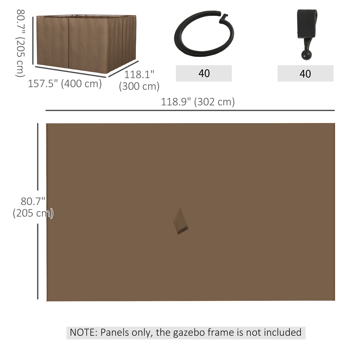 Replacement Gazebo Curtain Panels 10' x 12'