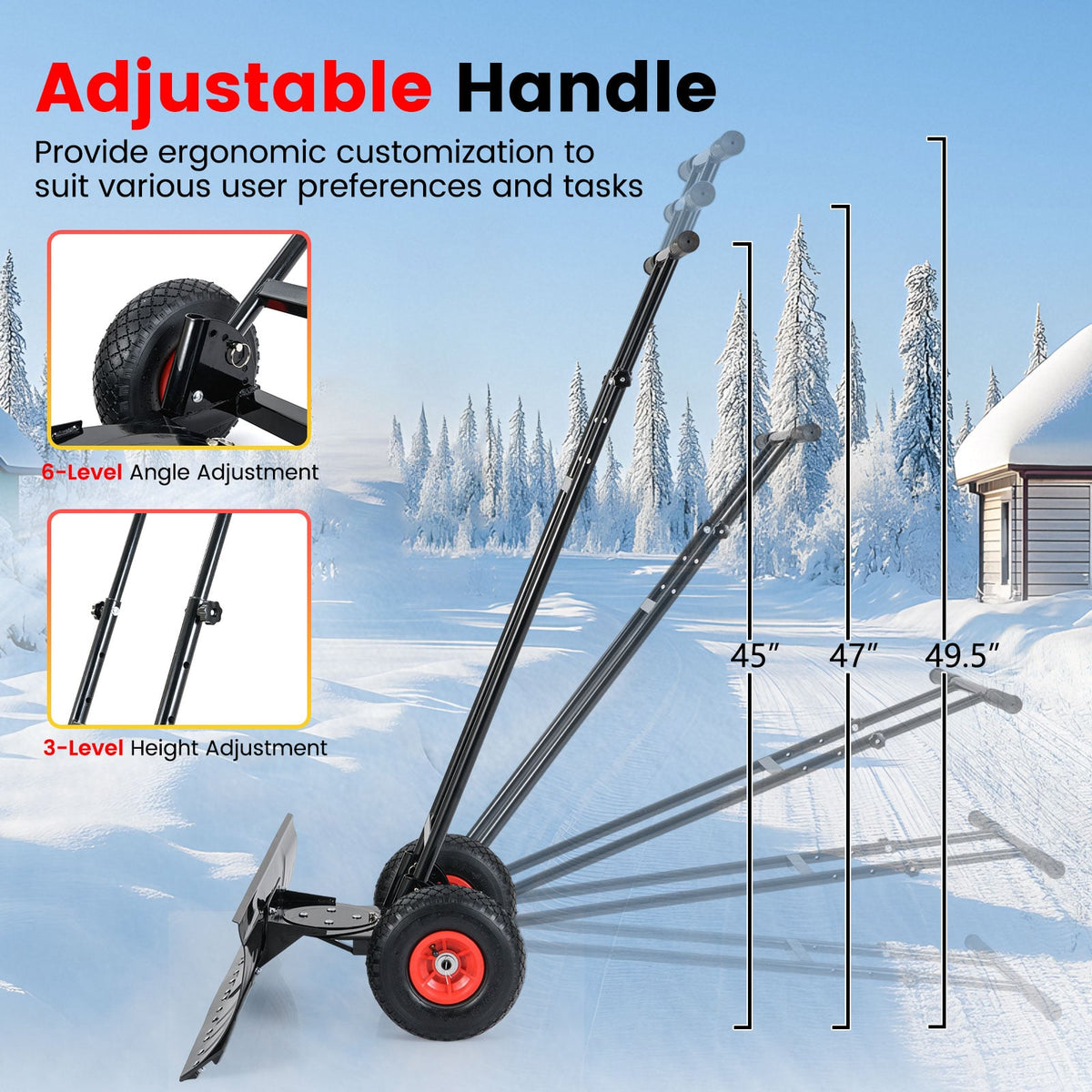 Pelle à neige à roulettes réglable 91 cm