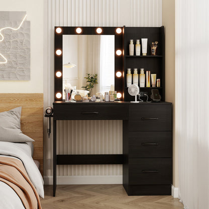 Coiffeuse lumineuse avec miroir et prises de courant
