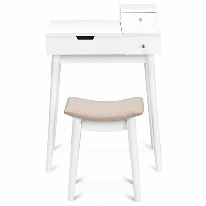 Coiffeuse avec miroir rabattable et tabouret