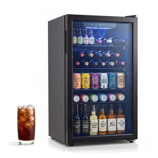 Réfrigérateur à boissons compact porte en verre 90 L