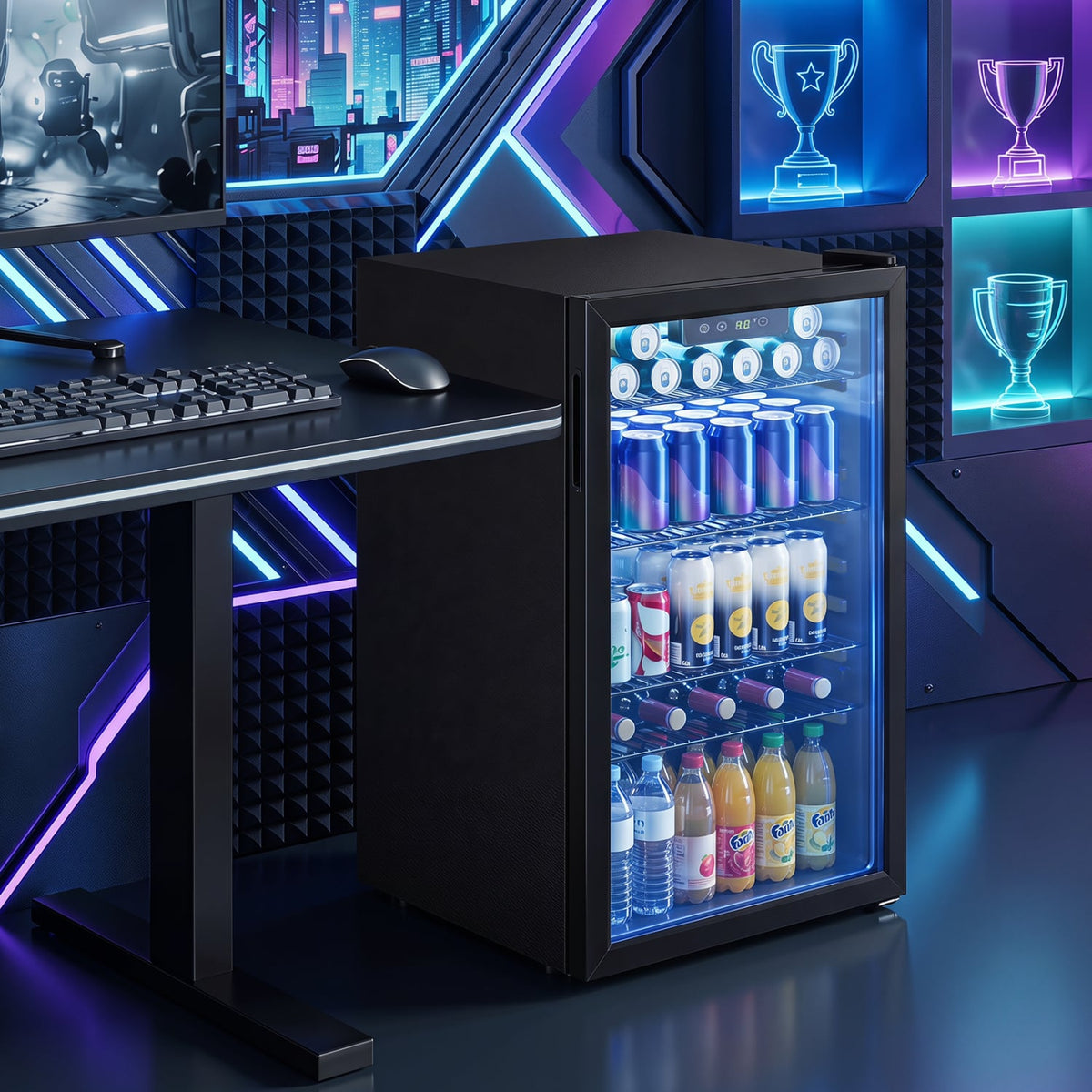 Réfrigérateur à boissons compact porte en verre 90 L