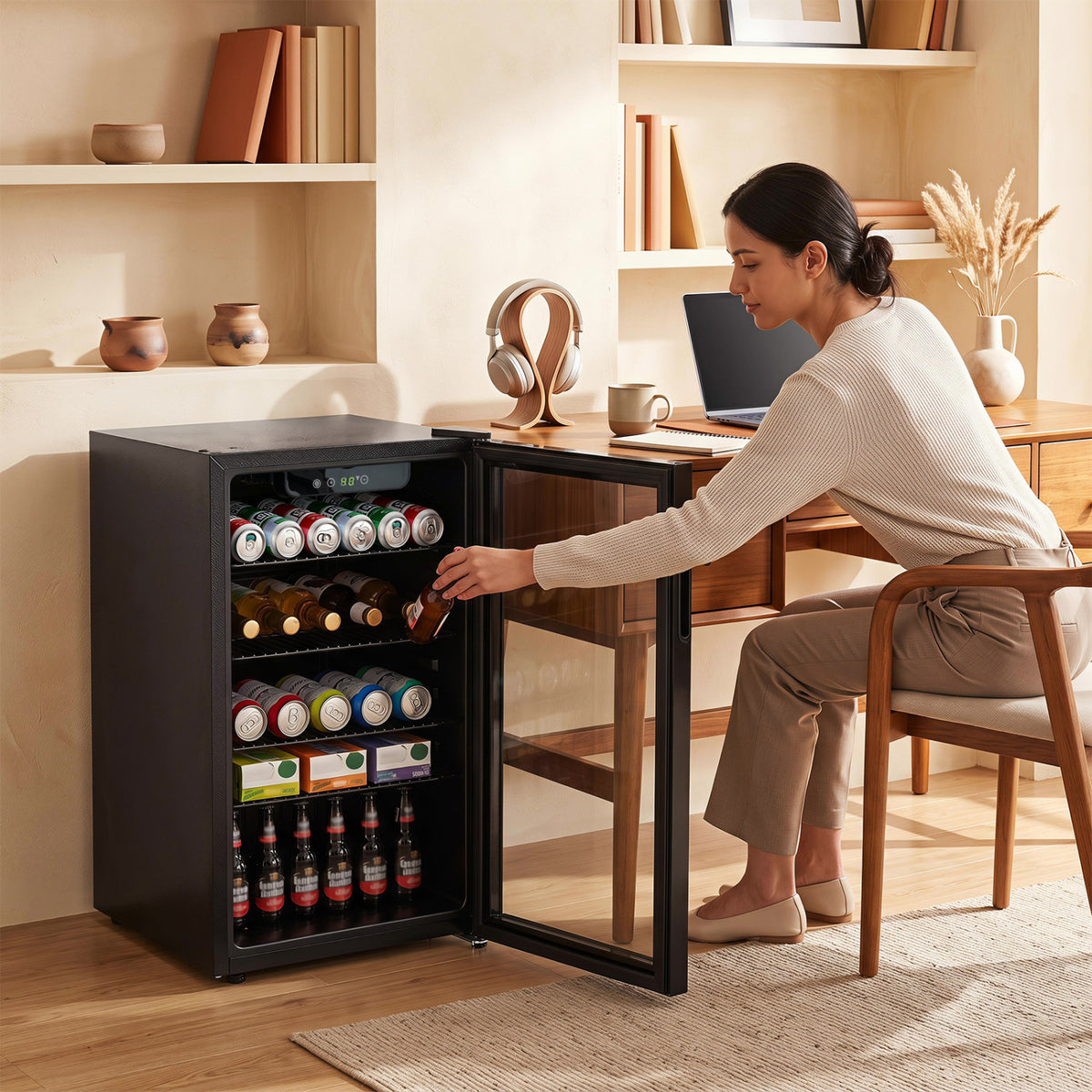Réfrigérateur à boissons compact porte en verre 90 L