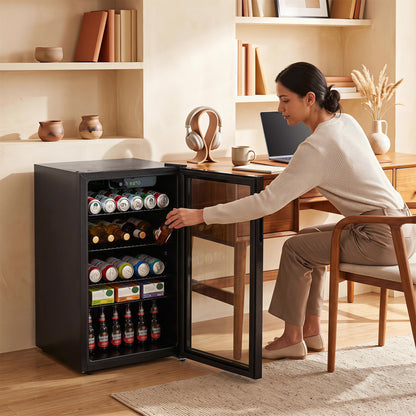 Réfrigérateur à boissons compact porte en verre 90 L