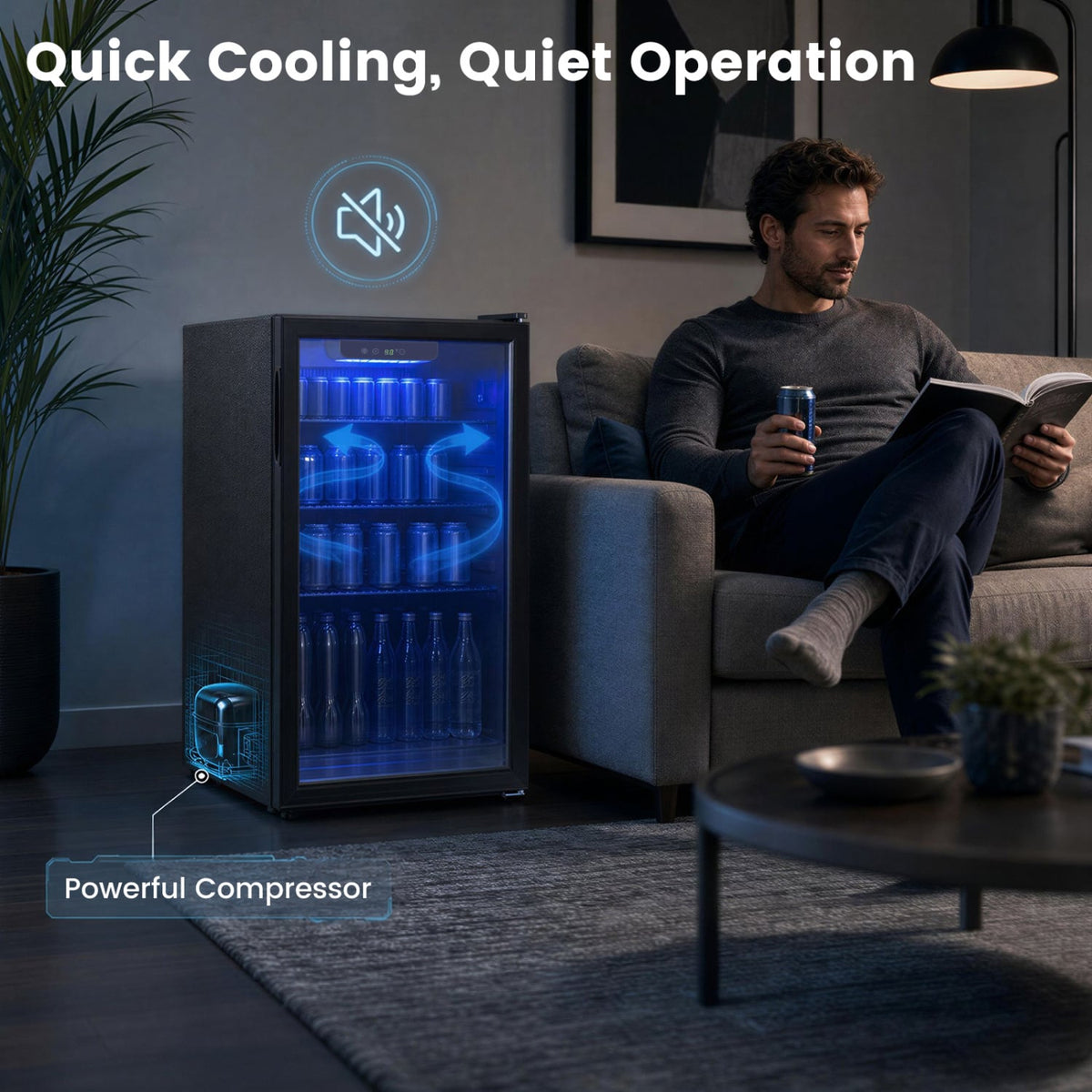 Réfrigérateur à boissons compact porte en verre 90 L