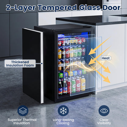 Réfrigérateur à boissons compact porte en verre 90 L