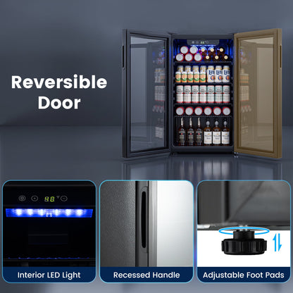 Réfrigérateur à boissons compact porte en verre 90 L
